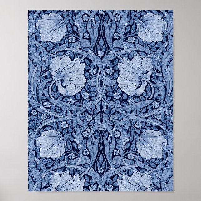Pimpernel Blue Monotone, William Morris Poster (Front)