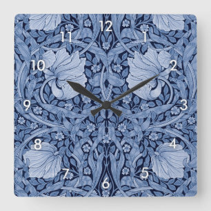 Pimpernel Blue Monotone, William Morris Square Wall Clock