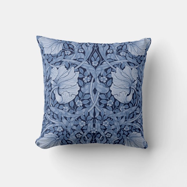Pimpernel Blue Monotone, William Morris Throw Pillow (Front)
