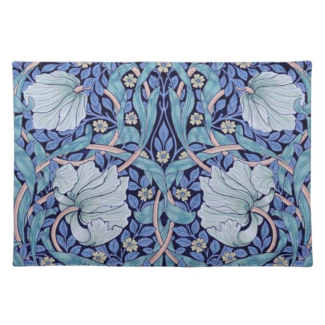 Pimpernel Blue, William Morris Cloth Placemat (Front)