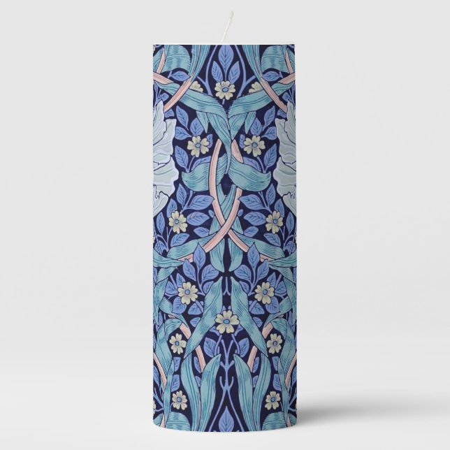 Pimpernel Blue, William Morris Pillar Candle (Front)