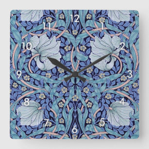Pimpernel Blue, William Morris Square Wall Clock
