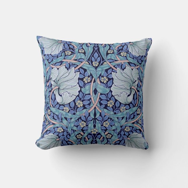 Pimpernel Blue, William Morris Throw Pillow (Front)