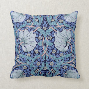 Pimpernel Blue, William Morris Throw Pillow