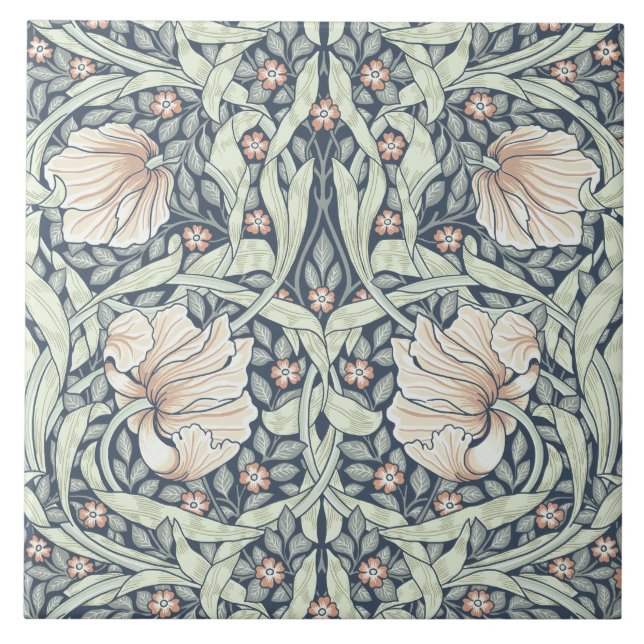 Pimpernel by  Nouveau,William Morris,pink pastels Ceramic Tile (Front)