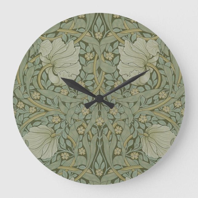 Pimpernel by William Morris Vintage Floral Textile Large Clock (Front)
