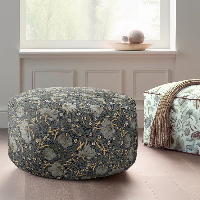 Pimpernel Dusty Blue & Yellow Gold William Morris Pouf (Creator Uploaded)
