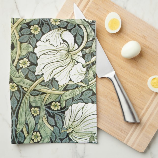 Pimpernel Floral Pattern William Morris Kitchen Towel (Quarter Fold)