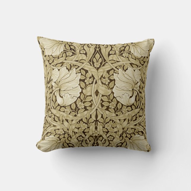 Pimpernel Gold, William Morris Throw Pillow (Front)