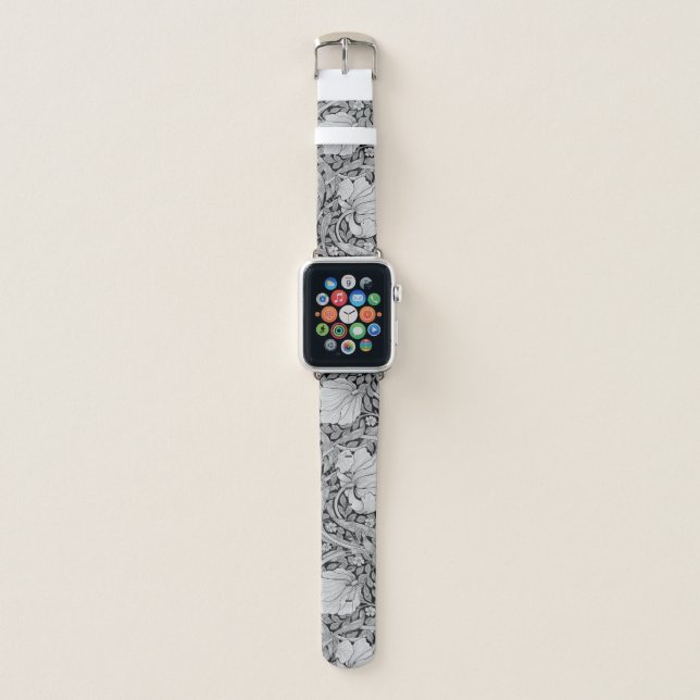 Pimpernel Gray Monotone, William Morris Apple Watch Band (Front)