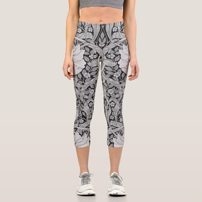 Pimpernel Gray Monotone, William Morris Capri Leggings (Front)