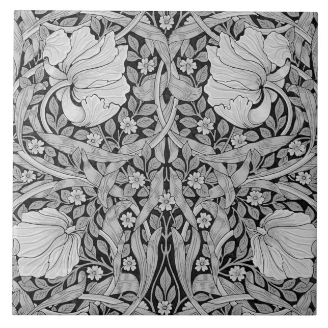 Pimpernel Gray Monotone, William Morris Ceramic Tile (Front)