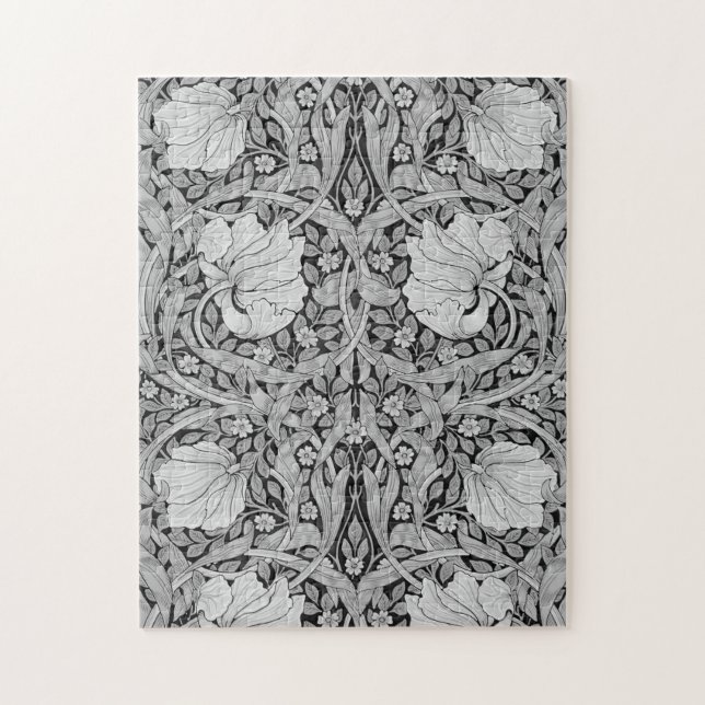 Pimpernel Gray Monotone, William Morris Jigsaw Puzzle (Vertical)