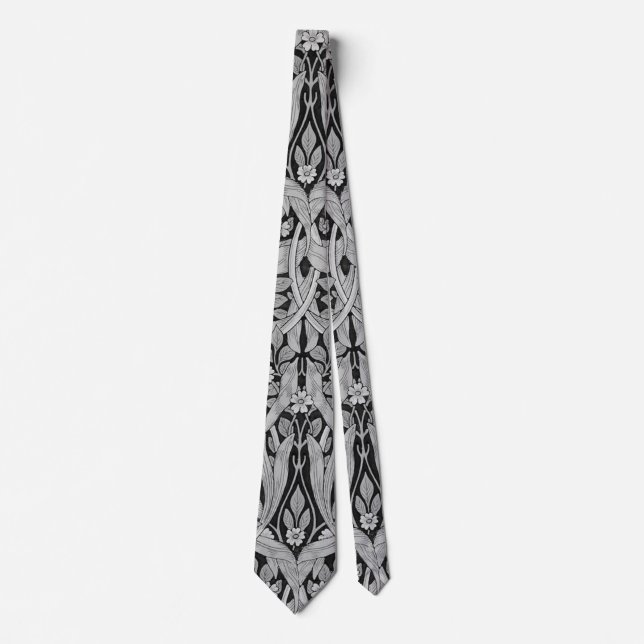 Pimpernel Gray Monotone, William Morris Neck Tie (Front)