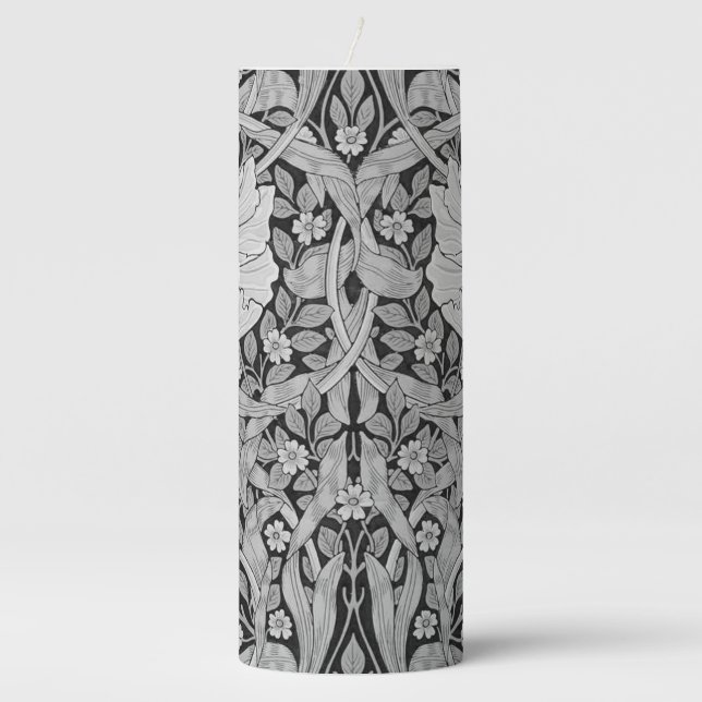 Pimpernel Gray Monotone, William Morris Pillar Candle (Front)
