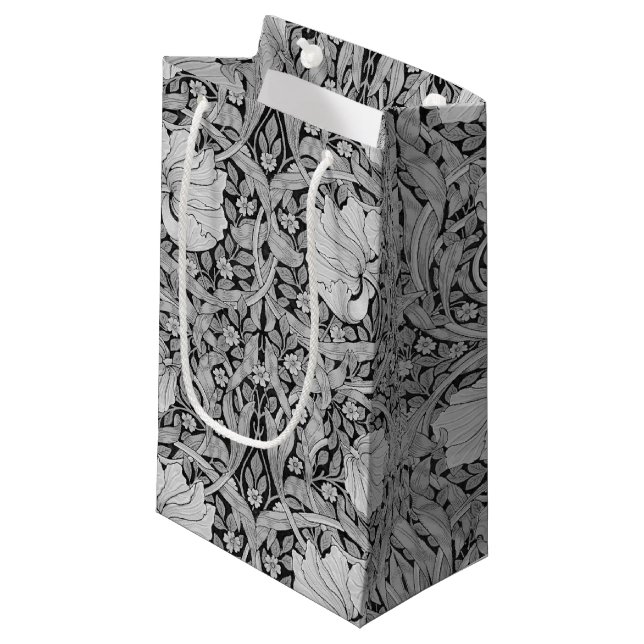 Pimpernel Gray Monotone, William Morris Small Gift Bag (Front Angled)