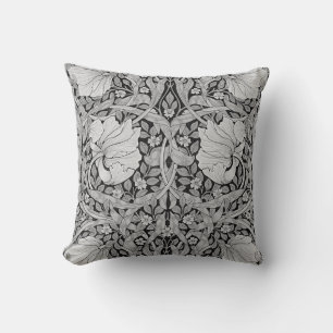 Pimpernel Gray Monotone, William Morris Throw Pillow
