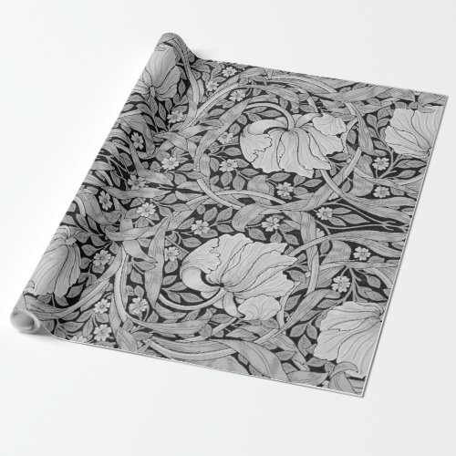Pimpernel Gray Monotone William Morris Wrapping Paper