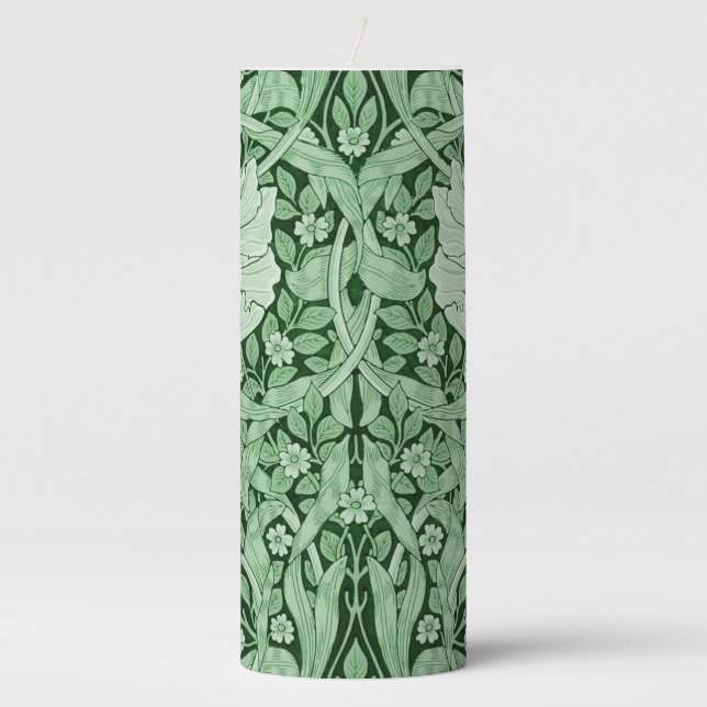 Pimpernel Green, William Morris Pillar Candle (Front)