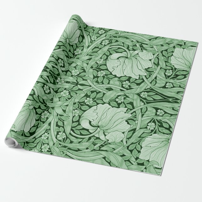 Pimpernel Green, William Morris Wrapping Paper (Unrolled)