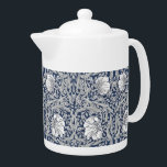 PIMPERNEL IN NAVAL FLEET - WILLIAM MORRIS TEAPOT<br><div class="desc">A famously popular William Morris design from 1876, an almost symmetrical pattern of entwined leafy foliage and pimpernel plants with small flowers. Considered to be one of his more sophisticated patterns for luxury home design. For many more products and color ways in this historical 19th century Victorian pattern see the...</div>