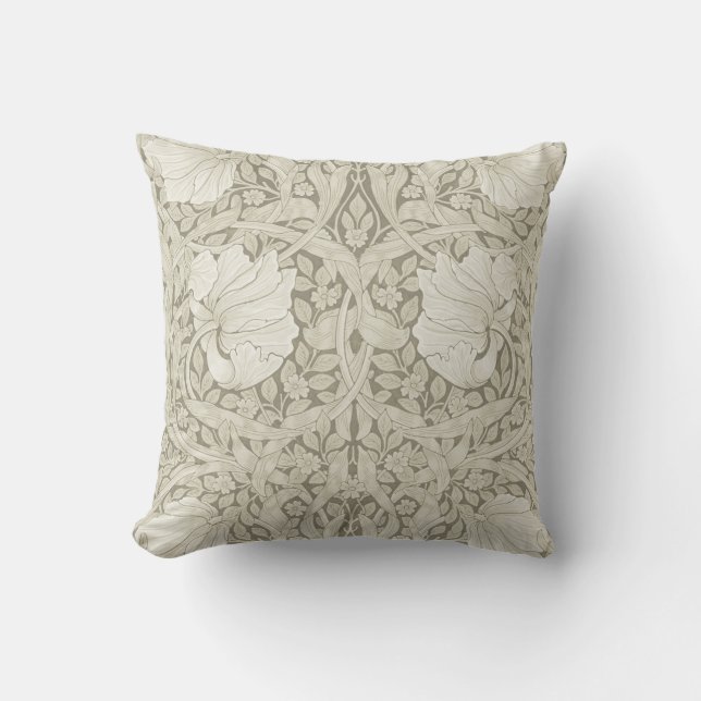 Pimpernel Ivory, William Morris Throw Pillow (Front)