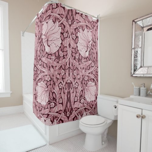 Pimpernel Maroon William Morris Shower Curtain