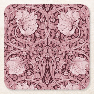 Pimpernel Maroon, William Morris Square Paper Coaster