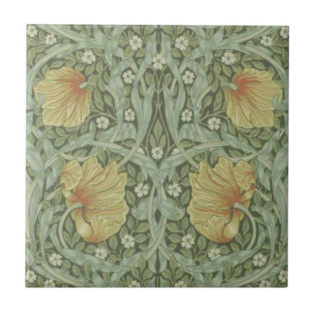 Pimpernel Pattern (by William Morris) Ceramic Tile (Front)