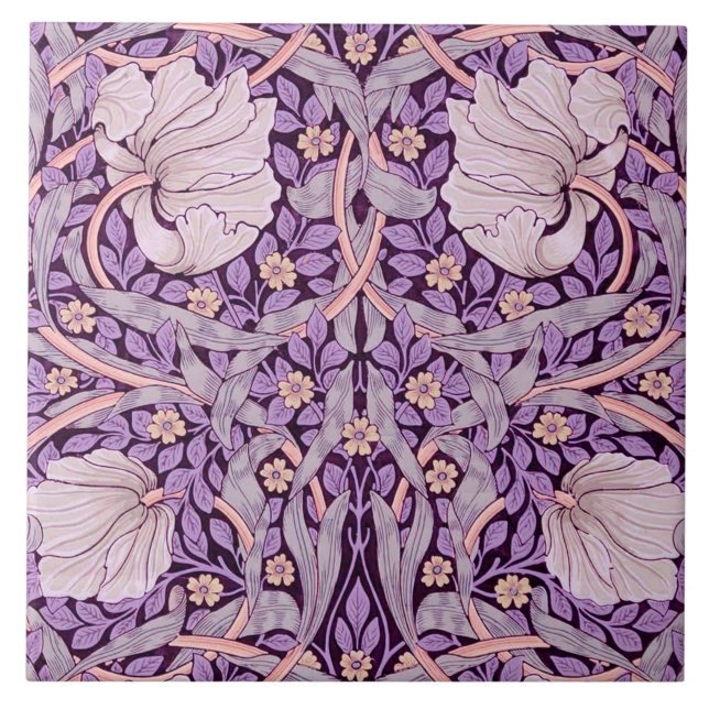 Pimpernel Purple, William Morris Ceramic Tile (Front)