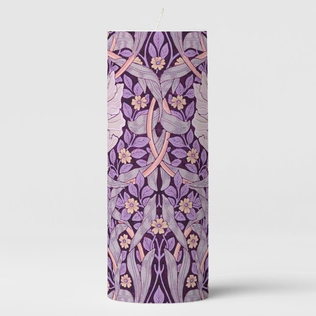 Pimpernel Purple, William Morris Pillar Candle (Front)