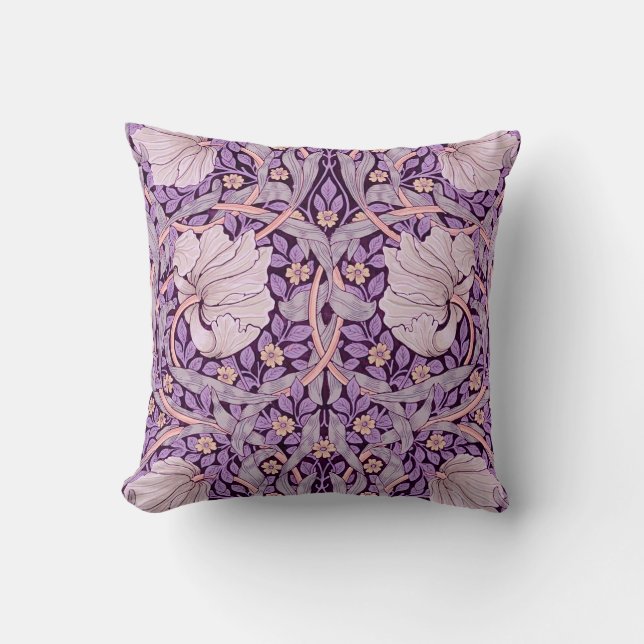 Pimpernel Purple, William Morris Throw Pillow (Front)