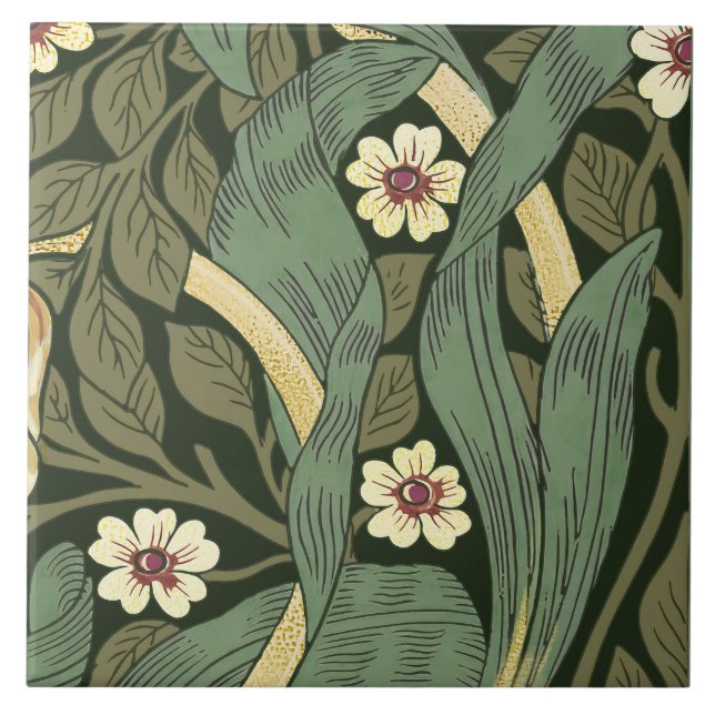 Pimpernel Seamless 12 of 12 Faux Gold & Sage Green Ceramic Tile (Front)