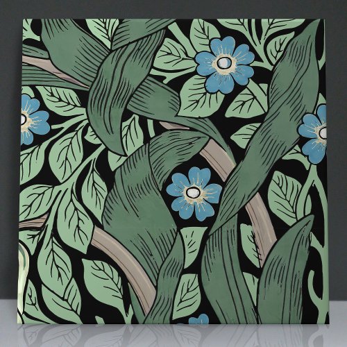 Pimpernel Seamless 2 of 12 Sage Green Blue Ceramic Tile