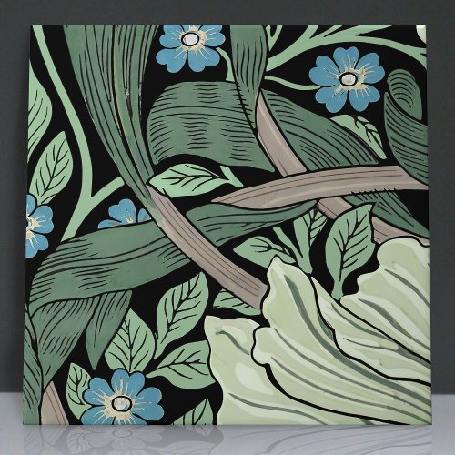 Pimpernel Seamless 7 of 12 Sage Green Blue Ceramic Tile