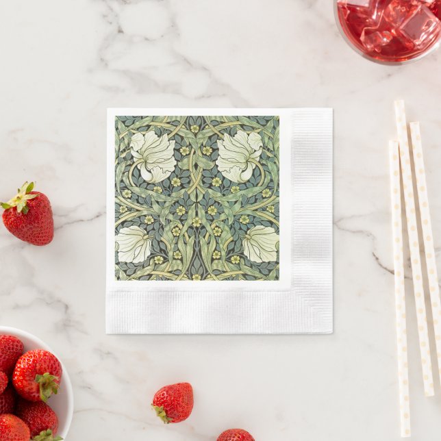 Pimpernel White Poppies William Morris Napkins (Insitu)
