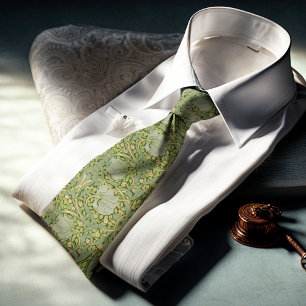 Pimpernel William Morris Green Gold Pattern Neck Tie