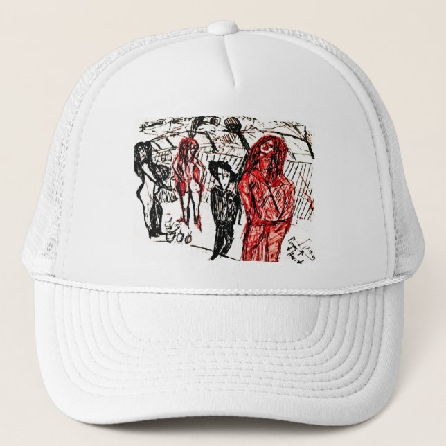 pimps up print trucker hat (Front)