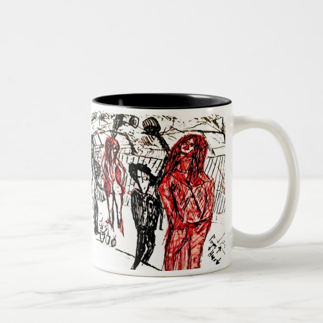 pimps up print Two-Tone coffee mug (Right)
