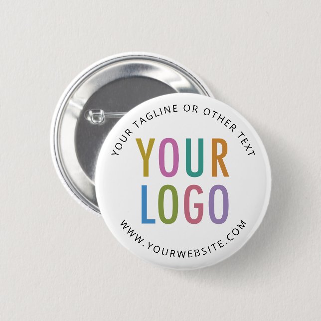 Pin Back Button with Logo Custom Round Badge White (Front & Back)
