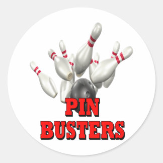 Pin Busters Bowling Classic Round Sticker