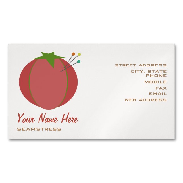 Pin Cushion Magnetic Business Card (Front)