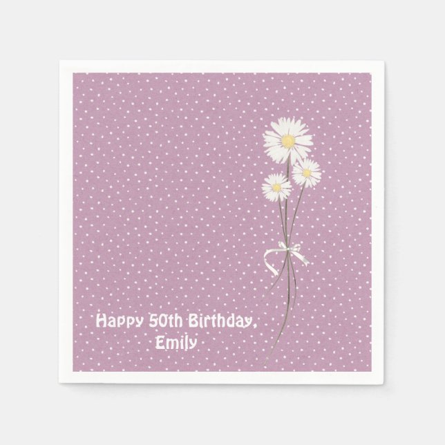 Pin dot design with daisy bouquet napkins (Front)