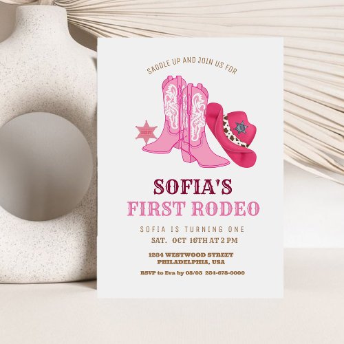 Pin First Rodeo Cowgirl Birthday Party  Invitation