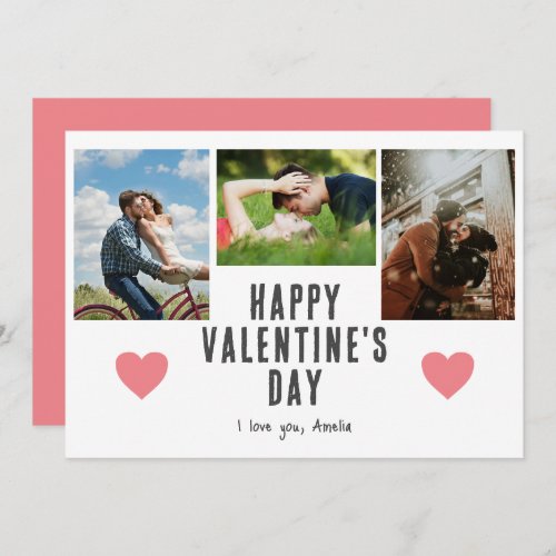 Pin Hearts Happy Valentines Day Boyfriend 3 Photo Holiday Card