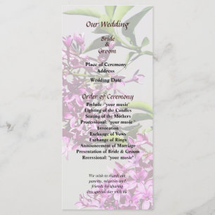 Pin Lilacs and Leaves Wedding Program