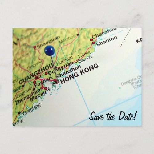 Pin Map of Hong Kong Announcement Postcard
