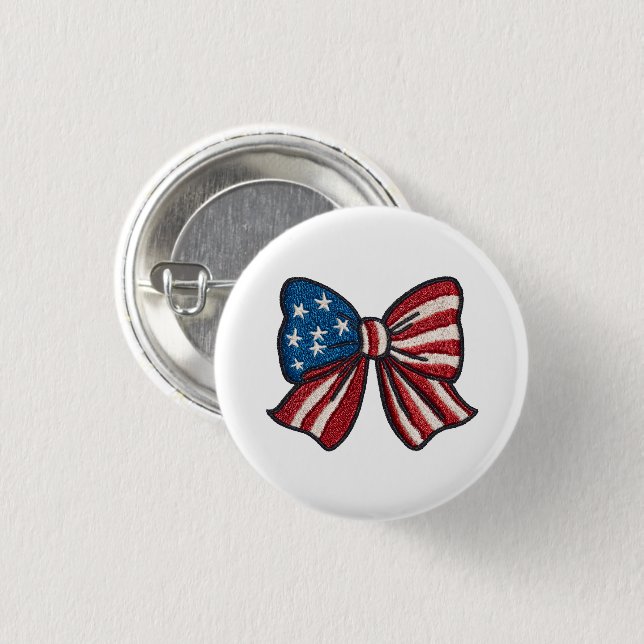 🎀 Pin on the Patriotism – USA Flag Bow Button 🇺 (Front & Back)
