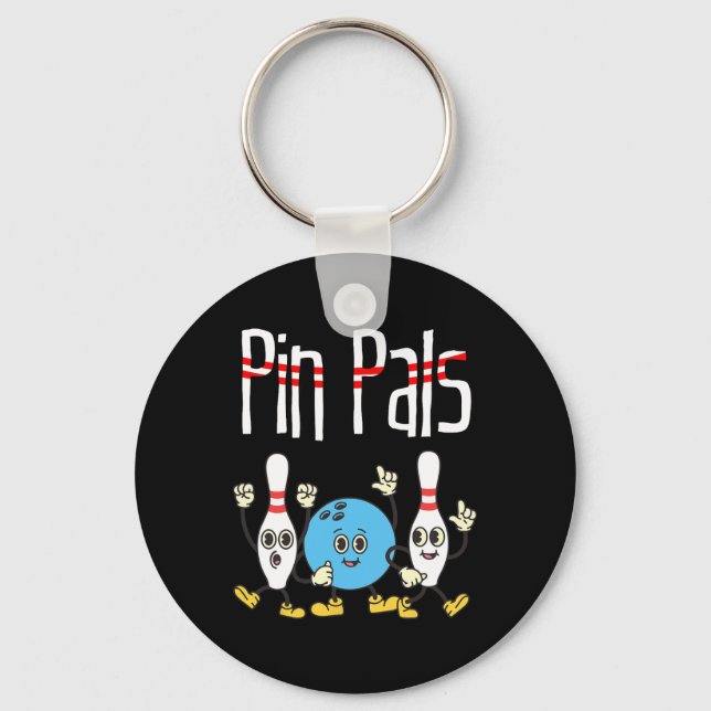 Pin Pals Bowling Ball And Pins Dancing Meme Kawaii Keychain (Front)