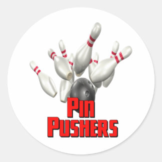 Pin Pushers Bowling Classic Round Sticker